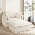 49'' Chenille Chaise Lounge Chair Indoor Oversized Upholstered Sleeper Sofa with Movable Ottoman Removable &amp Washable Sofa Cover for Living Room Home Theater ApartmentBeige