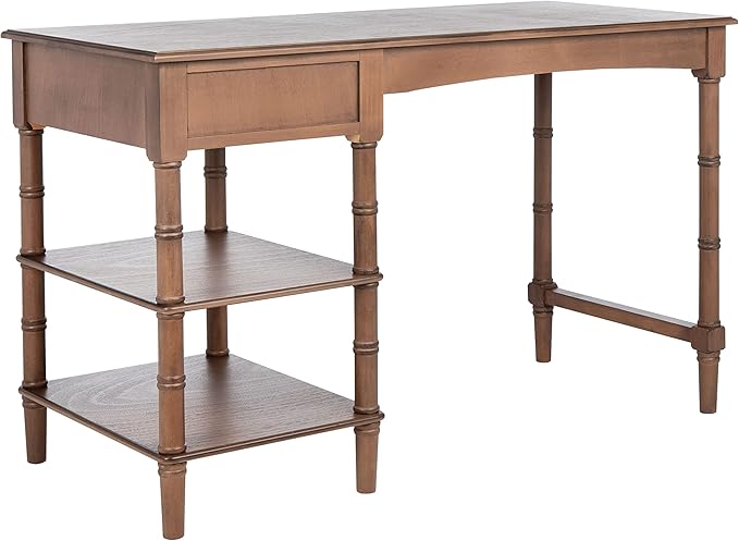 SAFAVIEH Home Collection – Henric 1-Drawer Computer Desk with 2 Shelves Brown Home Office Writing Table 45 Wide (DSK5712B)