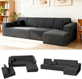 142 Boneless Couch Cloud Modular Sectional Sofa with L-Shape Chaise Modern Upholstered Couches for Living Room Bedroom No Assembly Required (Grey 142 Right Facing Chaise+3 Seaters)