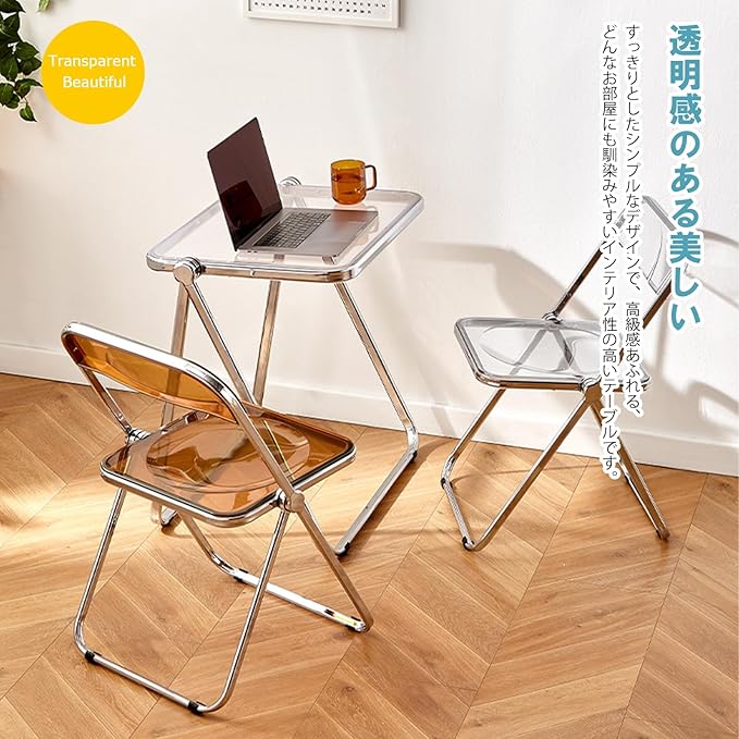 KAIHAOWIN Folding TV Tray Table Acrylic Foldable Table No Assembly Required Tiny Desk for Home Office Side Table Small Computer Desk for Small Spaces (Black)