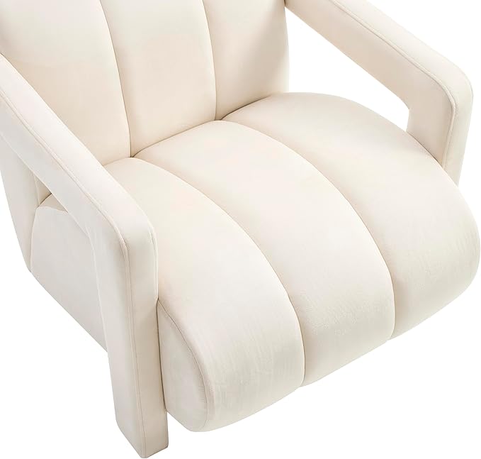 Roundhill Furniture Velmor Contemporary Velvet Accent Armchair Ivory