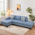 Sectional Sofas for Living Room Furniture Sets 4-Seat Modular Sectional Sofa with Armrests High Elastic Sponge Filled L Shaped Couch for Apartment Blue