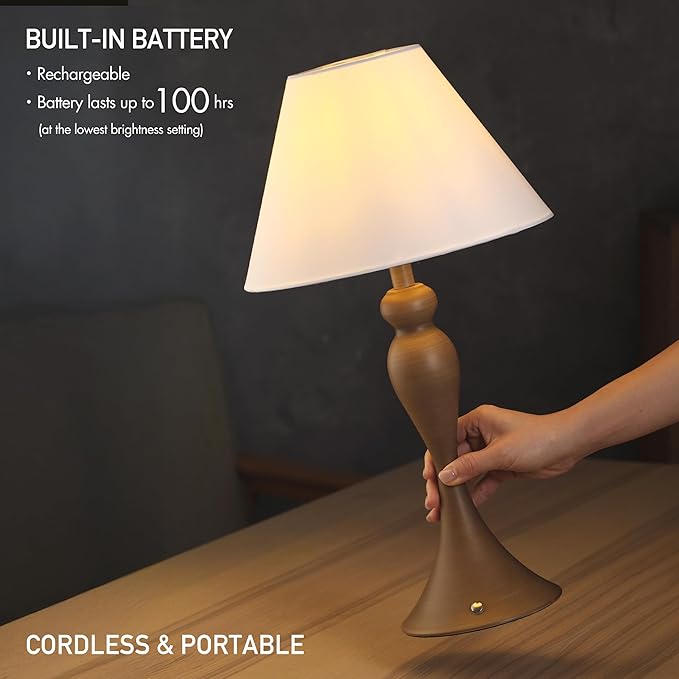 O'Bright Ember Rechargeable Table Lamp (Charcoal-Washed)