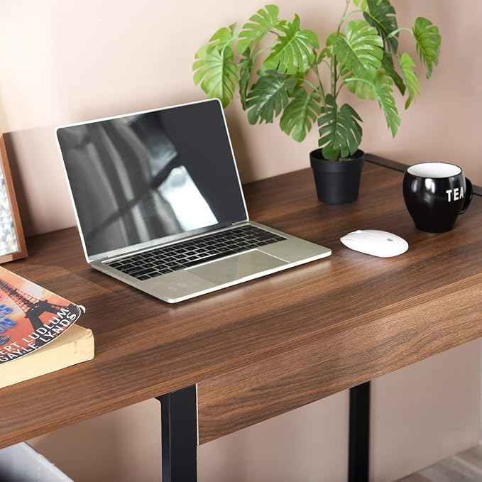 47.2 Home Office Desk/Computer Desk Storage Desk Morden Style with Open Shelves Worksation Brown &amp Black