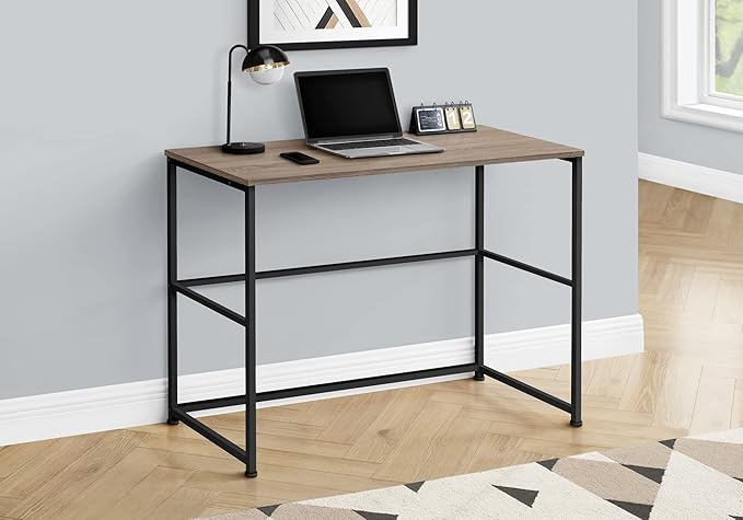 Penau Computer Desk for Home Office Left/Right Setup with Storage Drawers 40l x 19w x 30h Brown Laminate Black Metal Contemporary Design