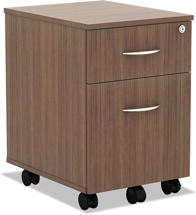 Alera ALE Valencia Series Mobile Box/File Pedestal 15 7/8 x 19 1/8 x 22 7/8 Walnut