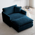 KIVENJAJA 41.4”W Oversized Sofa Chair with Ottoman Modern Chenille Deep Seat Single Couch Armchair Comfy Chaise Lounge Indoor with Pillow for Living Room Bedroom Apartment Blue