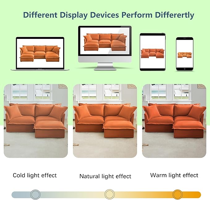 Modern Single Sofa Chair 49 Slipcovered Armchair Oversized Upholstered Accent Chair Comfy Cloud Deep Seat Sofa Chair with 2 Throw Pillows for Living Room Bedroom Apartment Chenille Orange
