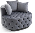 Setawix 40.6 W Round Barrel ChairModern Velvet Upholstered Accent Arm Chairs for Living RoomButton Tufted Club Chair OversizedLuxury Single Lounge Sofa Chair for BedroomOfficeHotel (Grey)