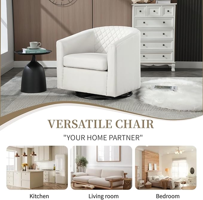 Modern Style Swivel Barrel Accent Chair with 360° Rotation and Armrests Ideal Seating Solution for Living Room Bedroom and Reading Corner