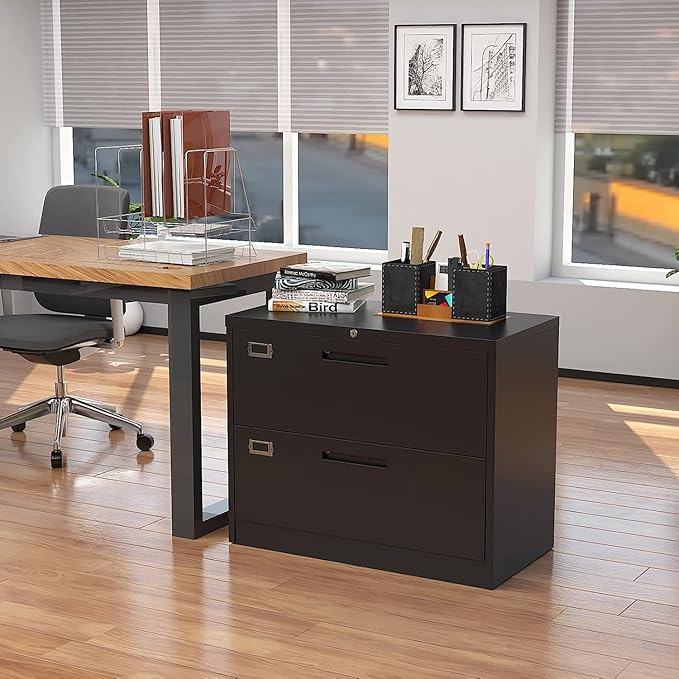 Lateral File Cabinet with Lock 2 Drawer Large Metal Filing CabinetHome Office Lockable Storage Cabinet for Hanging Files Letter/Legal/F4/A4 Size-Assembly Required