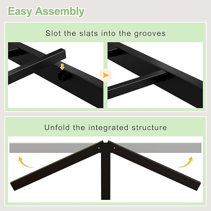 12 Inch Twin Bed Frame with Headboard and Footboard Classic Metal Platform Bed Frame Twin Size No Box Spring Needed Easy Assembly Noise Free Black