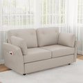 Novilla 57 Linen Loveseat - Small Sofa w/ 2 Bolster Pillows for Apartment Easy Assembly Beige