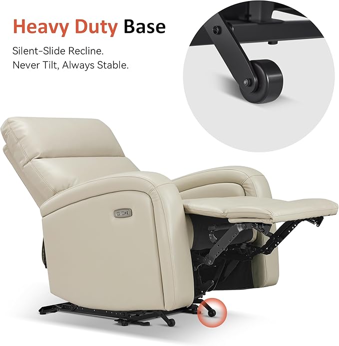 MCombo Zero Wall Recliner Chair Power Wall Hugger Recliner with USB &amp Type-C Dual Charge Ports for Small Space Living Room RV PR644 (Beige)