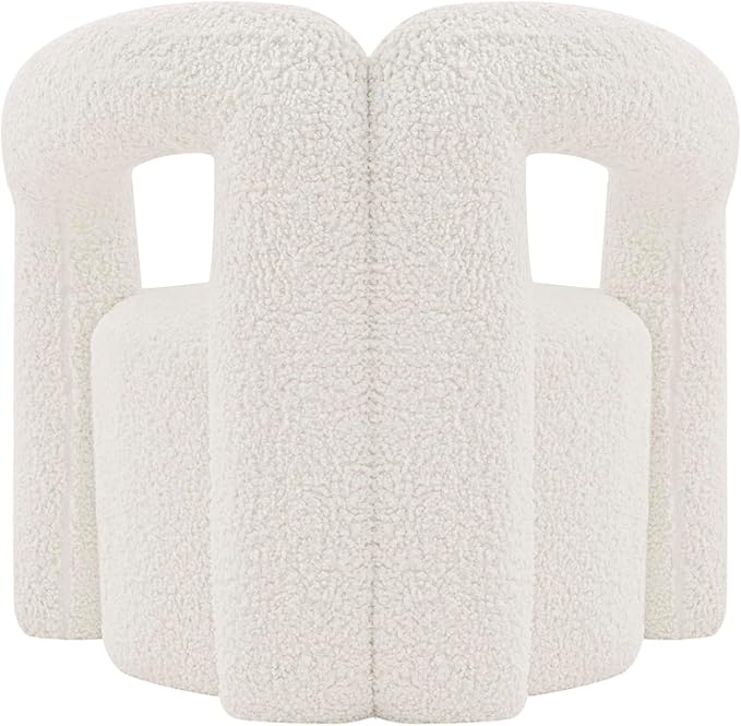 Manhattan Comfort Darian Modern Accent Boucle Chair for Living Room Upholstered Armchair with High Density Foam Padding &amp Premium Pine Wood Frame Cream