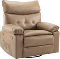 Garvee Oversized Wide Rocker Swivel Recliner Chair - PU Leather Manual Recliner for Adults Large Nursery Glider Chair Lazy Recliner with Comfort Arm and Back for Living Room Bedroom
