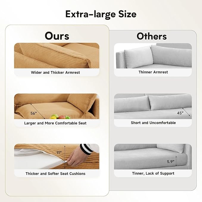 78 Loveseat Sofa for Living Room Modern 2 Seater Corduroy Sofa Couch for Bedroom OfficeYellow