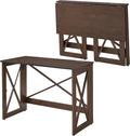 MECO Stakmore 110 Volt Stylish Versatile Expandable Folding Desk with Built in Outlets for Home Office Den or Living Room Espresso