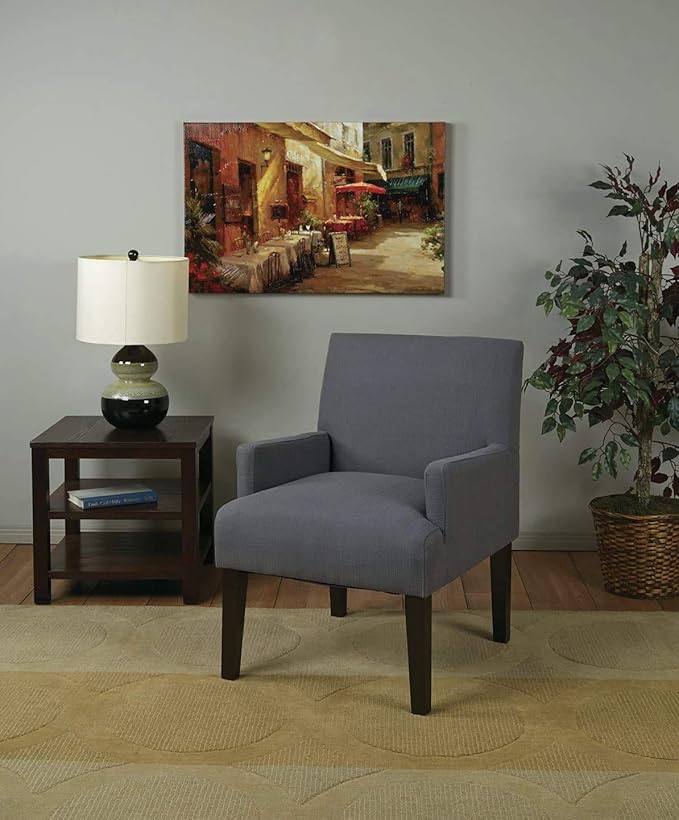 OSP Home Furnishings Main Street Upholstered Guest Chair with Espresso Finish Accents Woven Charcoal Fabric