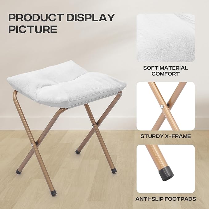 Cozy Saucer Chair Living Room Chair Faux Fur Soft Thick Padded Folding Chair Comfortable Square Moon Chair for Living Room Bedroom Reading Nook Modern Style 2 Pack White