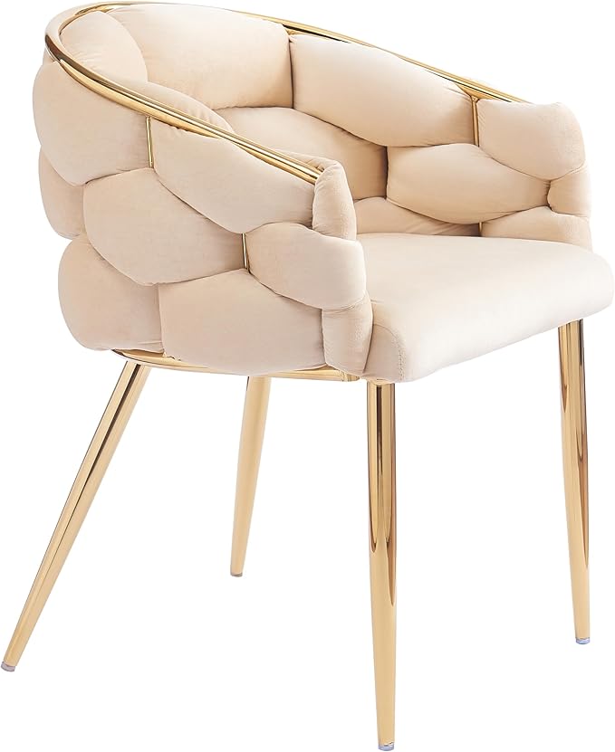 Luxury Handmade Accent Chair with Gold Legs Modern Velvet Armchair for Living Room and Bedroom