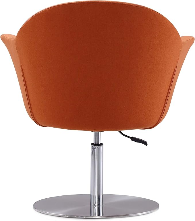 Manhattan Comfort Voyager Adjustable Swivel Accent Chair Set of 2 with 360° Turn Mid-Century Modern Design Woven Upholstery and Removable Cushion Ideal for Living Room or Home Office Orange