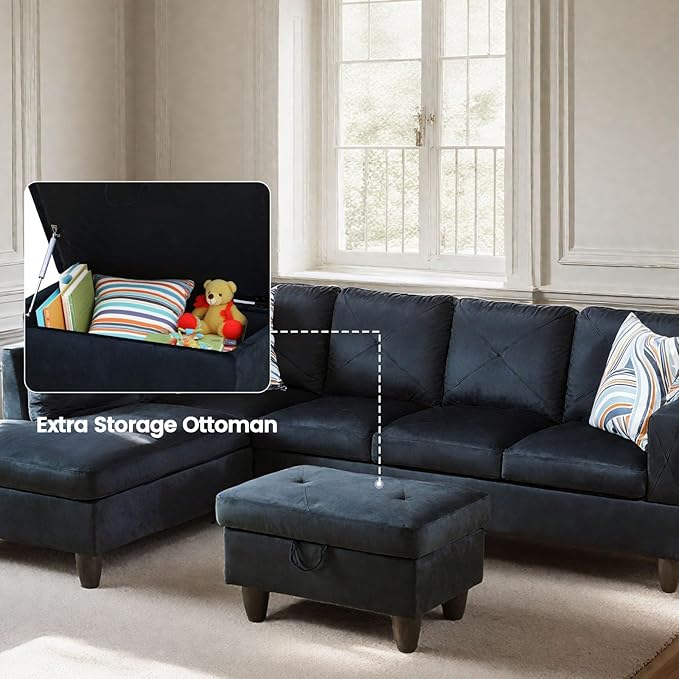 FONTOI L Shaped Sectional Couch with Otttoman 97 Sectional Sofa for Living Room Modular Couches for Bedroom Apartments