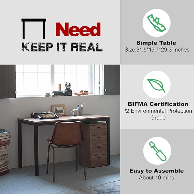 Need Small Computer Desk 31-1/2 Sturdy and Heavy Duty Writing Desk for Small Spaces and Small Desk Study Table Laptop Desk- AC3BB-80-40