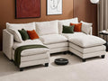 111” Modular Sectional Sofa L Shaped Cloud Couch with Ottoman Chenille Deep Seat Sofa with Pillow for Living Room Bedroom and Apartment5 Seats Beige