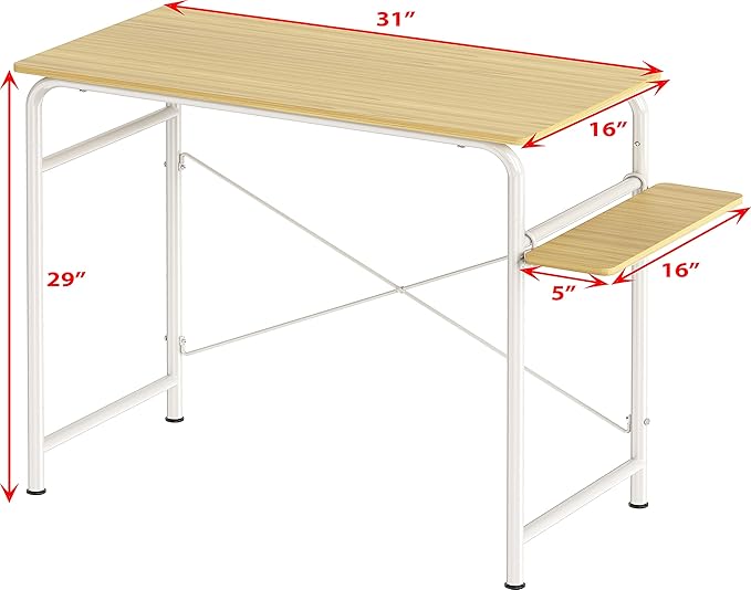 SHW Small Gaming Home Office Computer Desk with Shelf Oak