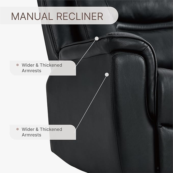 Leather Recliner Chair 360° Swivel Rocker for Adults Manual Rocking Reclining Chair with Adjustable Backrest Footrest for Living Room Bedroom Home Theater Seating