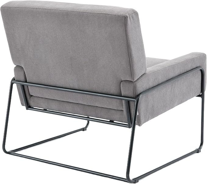Generic Accent Chair Modern Industrial Slant Armchair with Metal Frame Premium High Density Soft Single Chair for Living Room Bedroom Grey