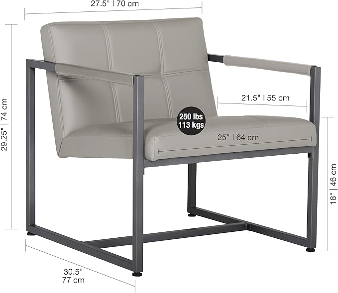 Camber Modern Accent Chair in Blended Leather Pewter Gray/Mushroom