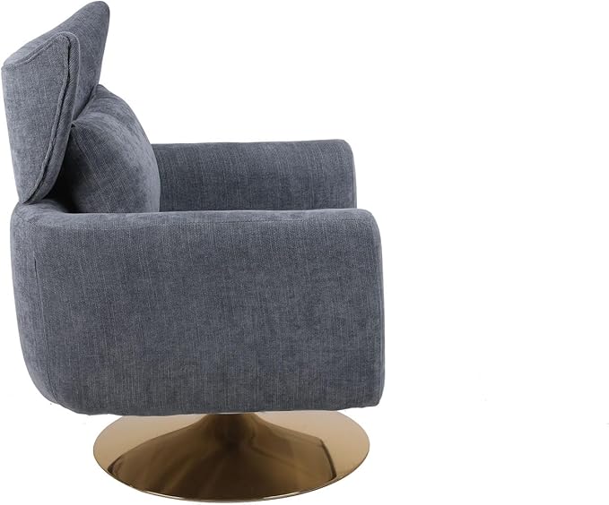 Swivel Accent Chairs for Living Room Mid Century Modern Accent Chair with Arms Comfy Side Chairs for Living Room with Gold Base &amp Lumbar Pillow Upholstered Armchair with Wingback (Dusty Blue)