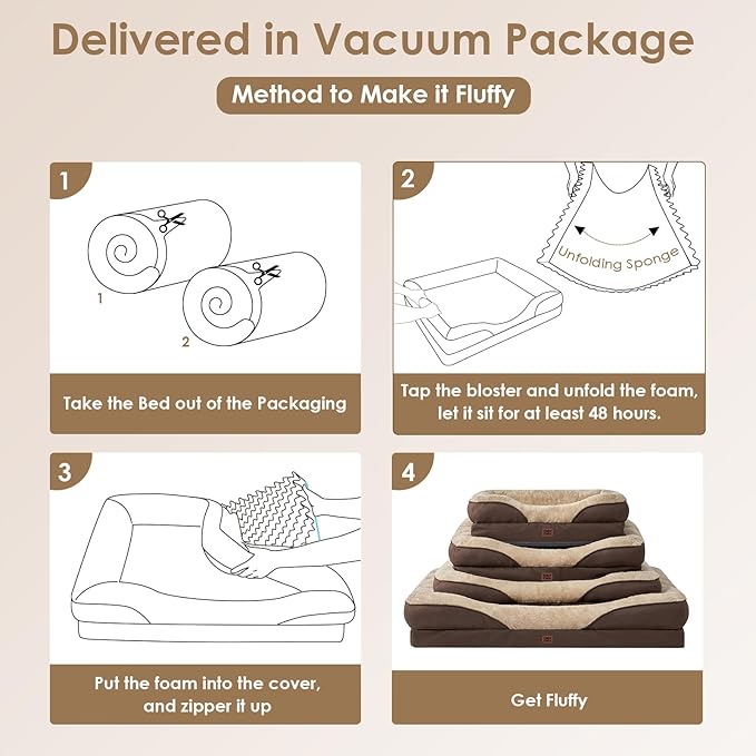 EHEYCIGA Orthopedic Dog Bed for Large Sized Dog 41x27x7.5 Inch Large Memory Foam Dog Couch Bed with Sides Waterproof Liner &amp Washable Removable Cover Bolster Pet Sofa Brown