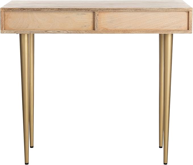 Safavieh Home Office Leni Modern Natural and Grey and Brass 1-drawer Desk
