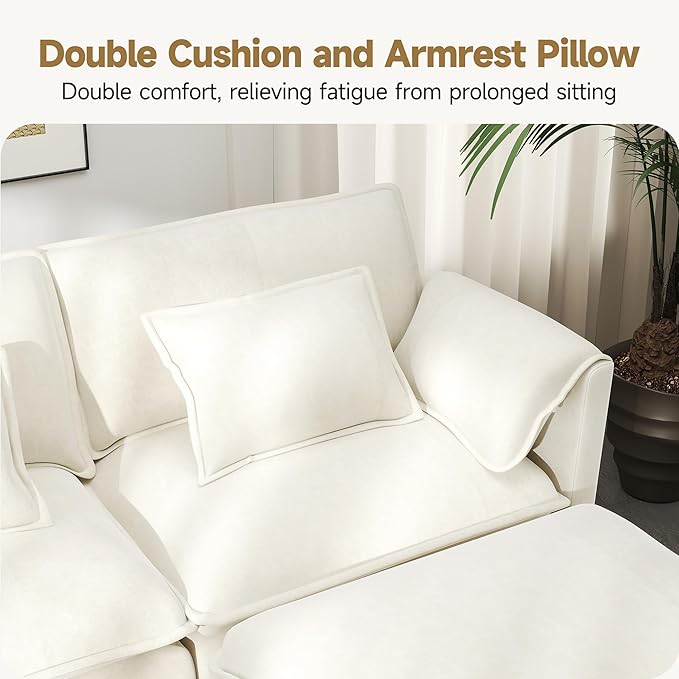 Real Relax 145'' Modular Sectional Sofa U Shaped Chenille Convertible Couch with Movable Ottoman 8 Pillows and 2 Armrest Pillows for Living Room Office and Leisure Places Beige