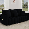 OUYESSIR Teddy Cloud Sofa Couch 81 Comfy Upholstered Sherpa Deep Seat Boucle Sofa Modern Cozy 3 Seater Couch with 3 Pillows Oversized Loveseat for Living Room Office Apartment Black