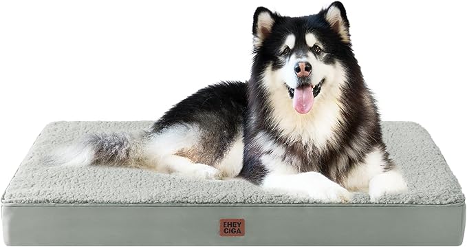 EHEYCIGA Orthopedic XXL Dog Beds for Jumbo Dogs with Removable Washable Cover for Crate Greyish Green 47x29