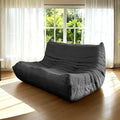 Fireside Loveseat Mid-Century Armless Sofa — Twin-Size Floor Lounger in Soft Premium Corduroy Foam-Filled Accent Chair for Living Room or Bedroom (Black Two Seater)