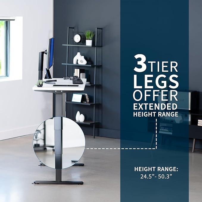 VIVO Electric 55 x 28 in Dual Motor Sit Stand Desk Memory Height Adjustment 2B Series White Top Black Frame DESK-KIT-2B55W