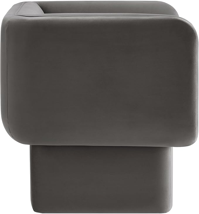 Modway Tate Performance Velvet Accent Chair in Storm Gray - Upholstered Club Chair - Modern Barrel Armchair - Comfy Reading Leisure Chair for Living Room Bedroom Office