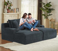 Oversized Double Chaise Lounge Chair IndoorWide Corduroy Boneless Chaise Lounges Sofa Comfy Upholstered Cloud Couch No Assembly Required Loveseat Sleeper Chair Bed for Living Room(Dark Grey)