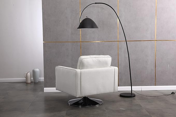 Generic Modern Linen Swivel Accent Chair Comfy Armchair with 360 Degree Swiveling for Living Room Bedroom Reading Room Home OfficeBeige