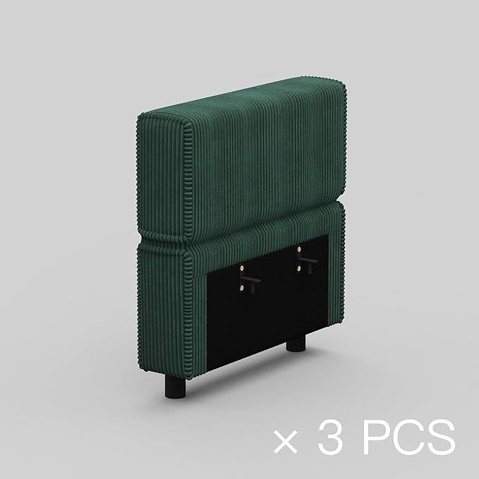 Belffin Modular Sectional Sofa Armrest Backrest Module for Sectional Couch Side Part Armrest/Backrest (Set of 3) Corduroy Green