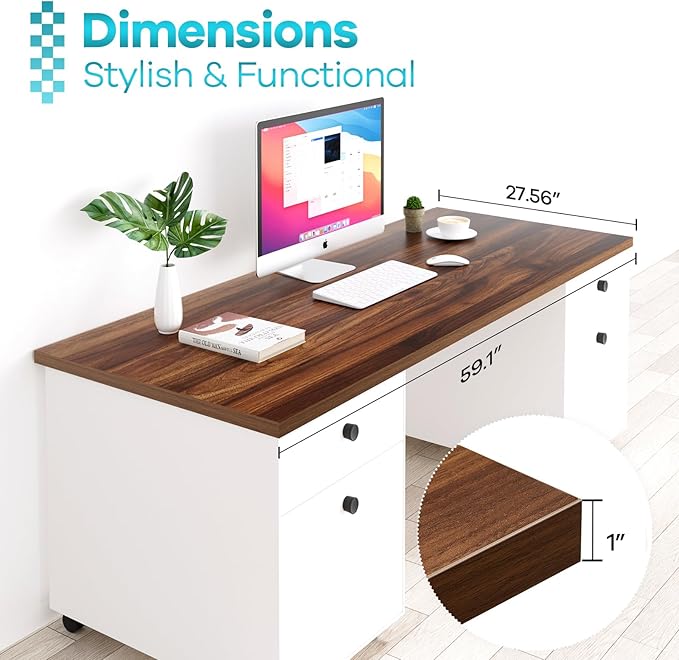 Kaboon 60x28 inches Tabletop Solid One-Piece Desktop for Sit Stand Desk Double Desks L Desk DIYWood Countertop Home or Commercial Use1 inch Thick 27.56 D x 59.1 W Dark Walnut