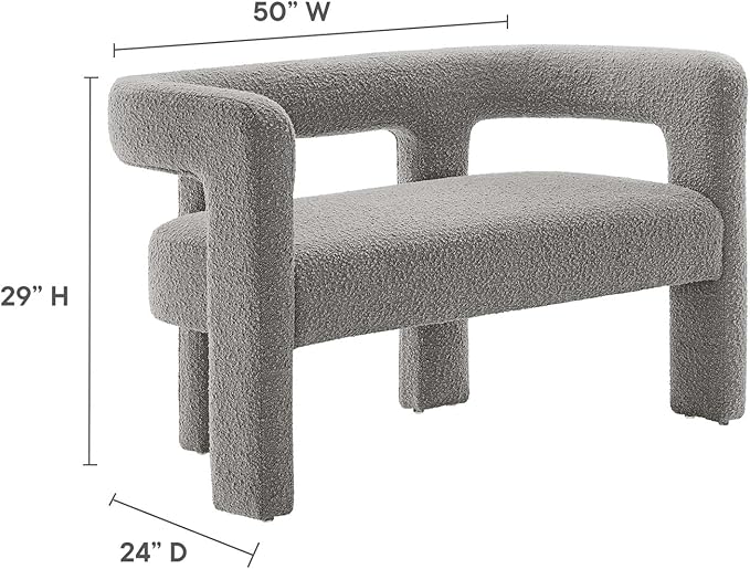 Modway EEI-6477-LGR Kayla Boucle Upholstered Loveseat Light Gray