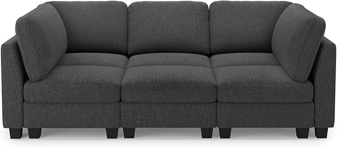 Belffin 86.2 Sectional Sleeper Sofa Bed with Deep Seat Cloud Modular Sectional Couches for Living Room. Dark Grey Sofa