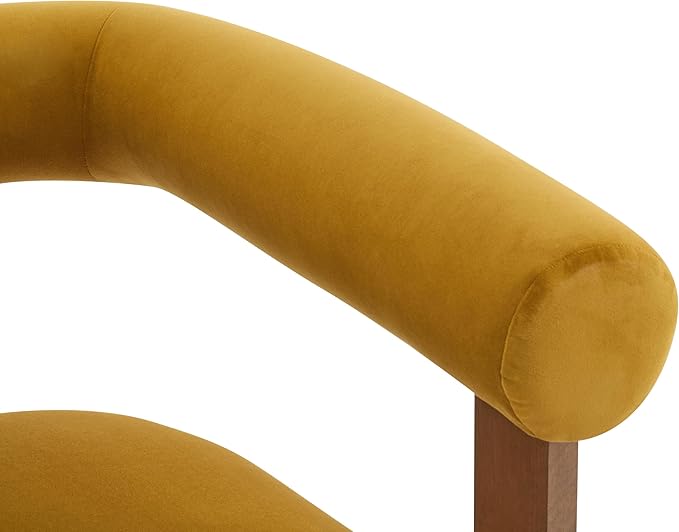 Christopher Knight Home Linton Modern Velvet Upholstered Accent Chair Living Room Solid Wood Lounge Chair Bedroom Soft Cushion Comfy Reading Chair Home Office Sofa Armchair Mustard Yellow+Brown