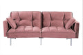 Regal 75.6 Velvet Convertible Sofa Bed - Mid-Century Sleeper Couch w/Tufted Design &amp Metal Legs - Pull-Out Futon for Guests/Home (75.6 W x 34.6 D x 32 H) Rose